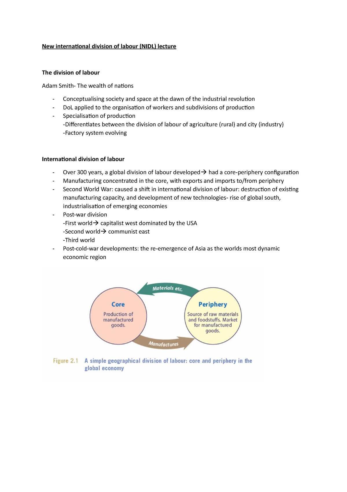 literature review on division of labour