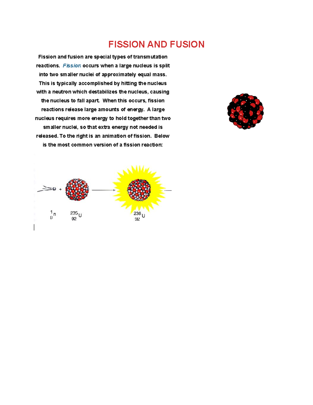 Fission and fusion - Instructor given general chemistry II lecture ...