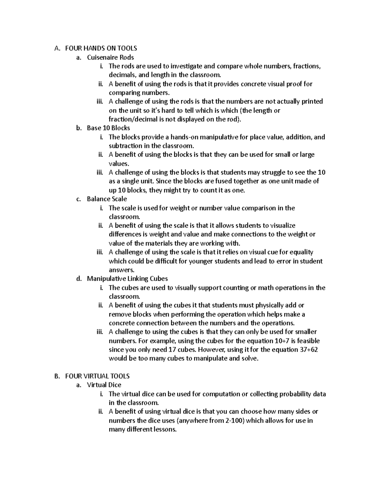 C109 Task 1 - Explicitly listed mathematical tools to incorporate into ...