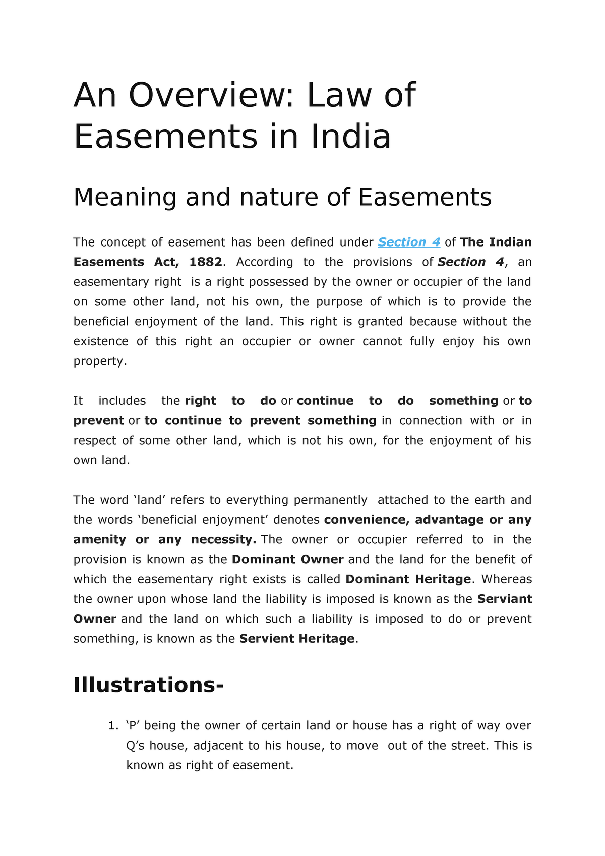 Property Law Notes An Overview Law Of Easements In India Meaning And Nature Of Easements 7609