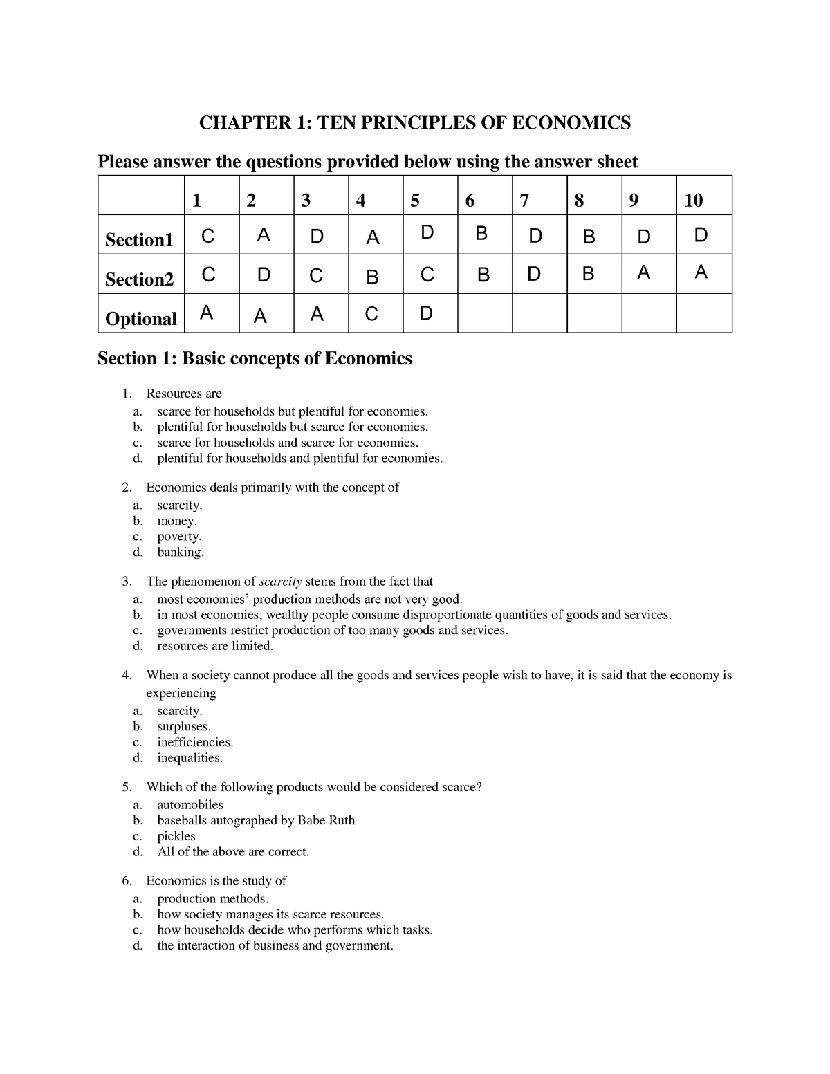 Chapter 1 Section 1 And 2 - CHAPTER 1: TEN PRINCIPLES OF ECONOMICS ...