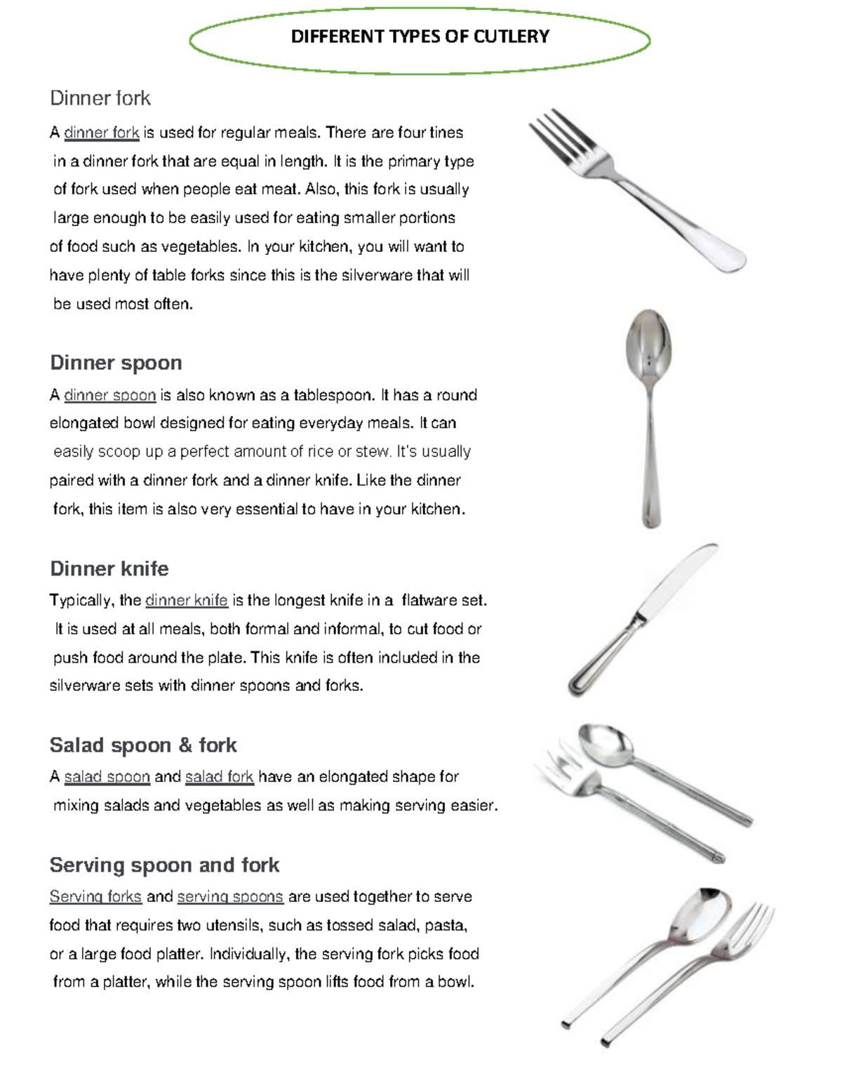 FFO - just nohig - Dinner fork A dinner fork is used for regular meals ...