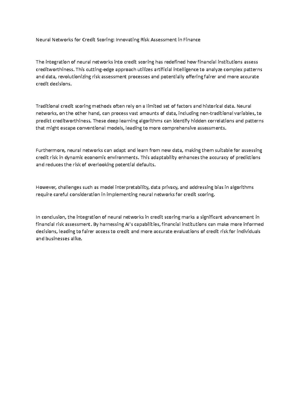 Neural Networks for Credit Scoring - This cutting-edge approach ...