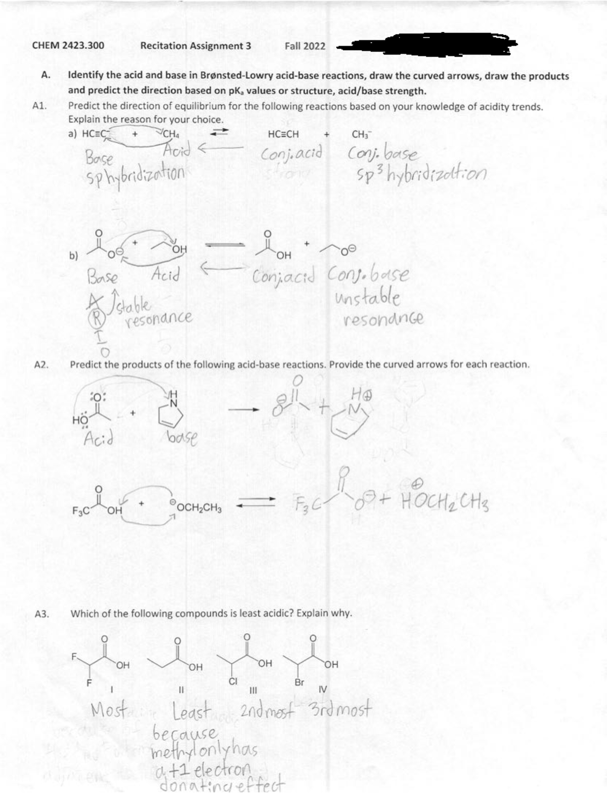 homework solutions for chem 422