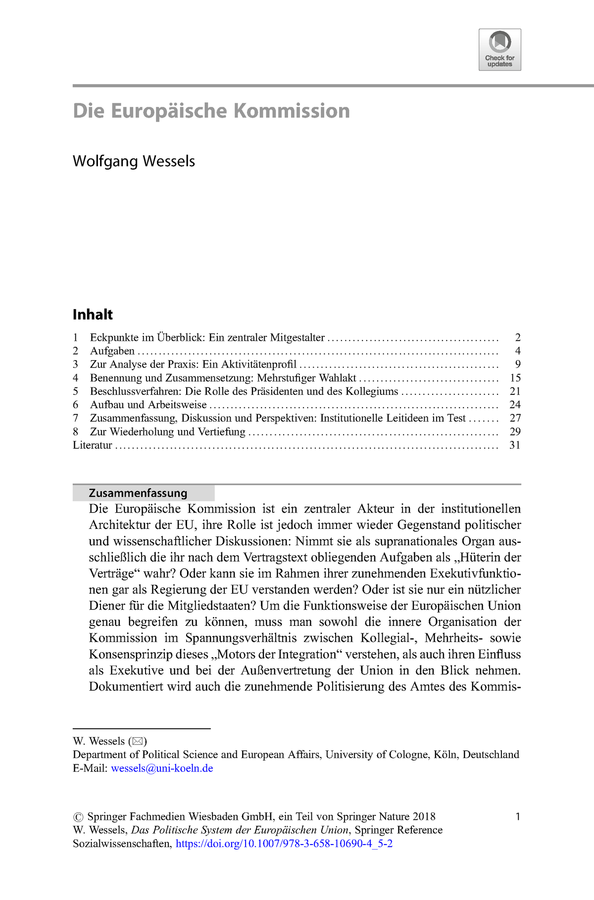 Wessels 2018 - Europ Ã¤ische Kommission - Die Europäische Kommission ...