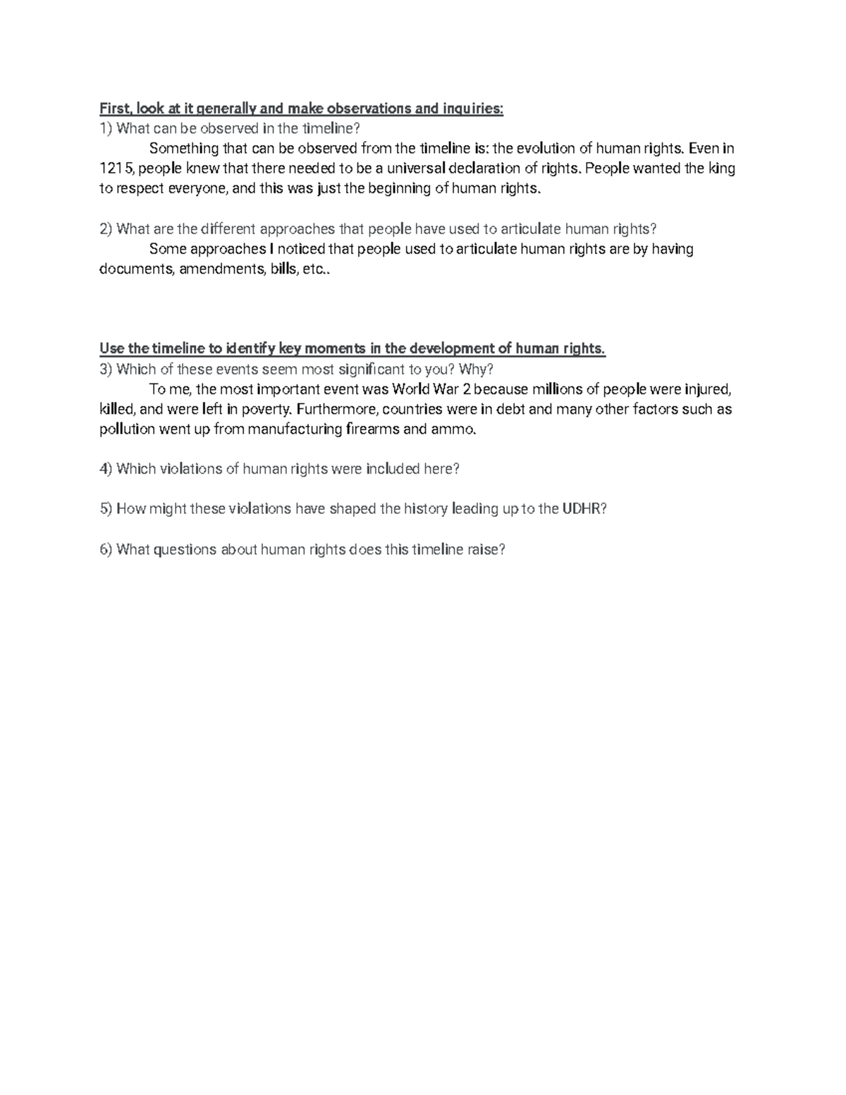 10 U.D.H.R. Timeline First, look at it generally and make