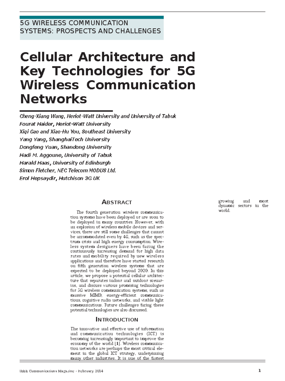 Cellular Architecture and Key Technologies for 5G - Cellular ...
