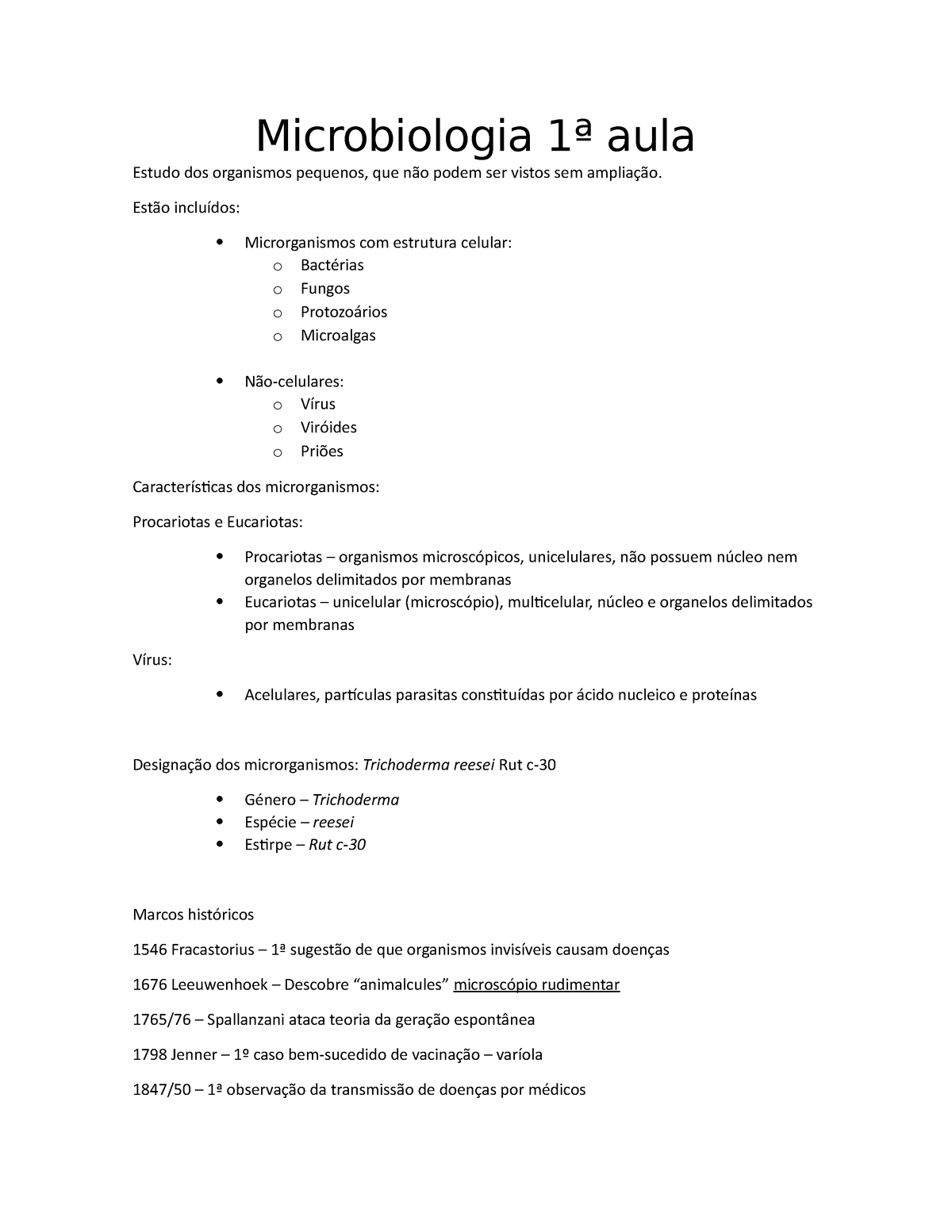 Microbiologia Aula Resumo Ubi Studocu