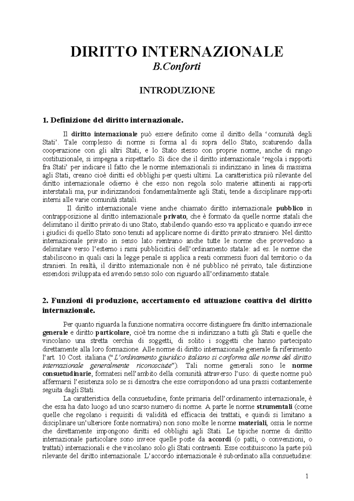 Riassunto Conforti Diritto Internazionale Ultima Edizione, 2010 ...