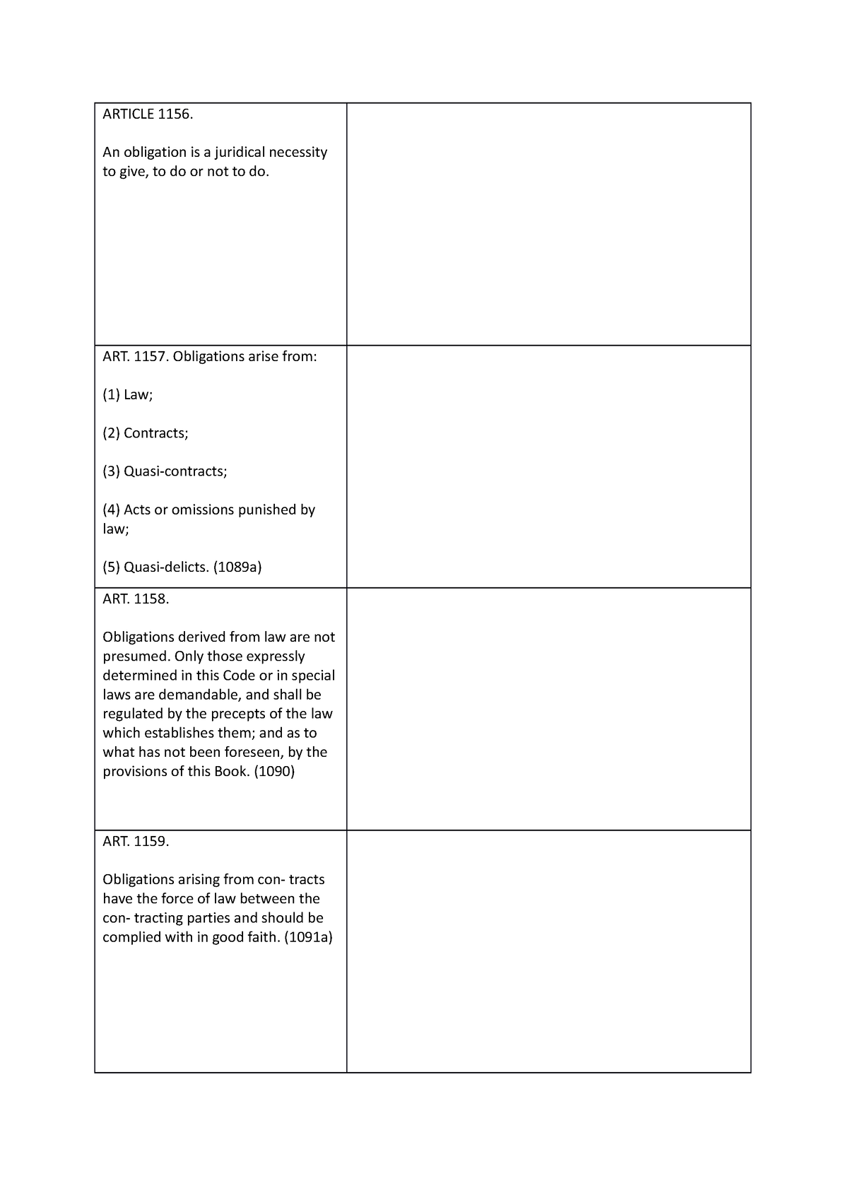 Business-Law-Articles - ARTICLE 1156. An obligation is a juridical ...