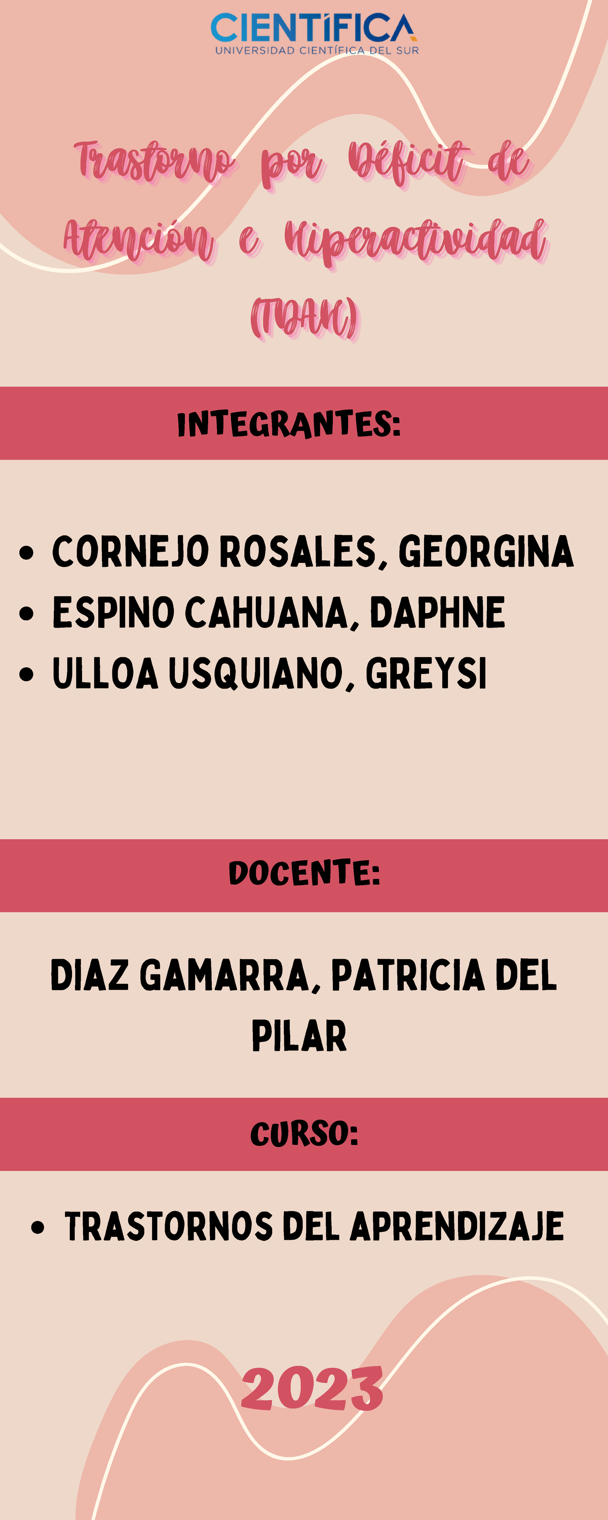 Trastorno Por Déficit De Atención E Hiperactividad (TDAH) - INTEGRANTES ...
