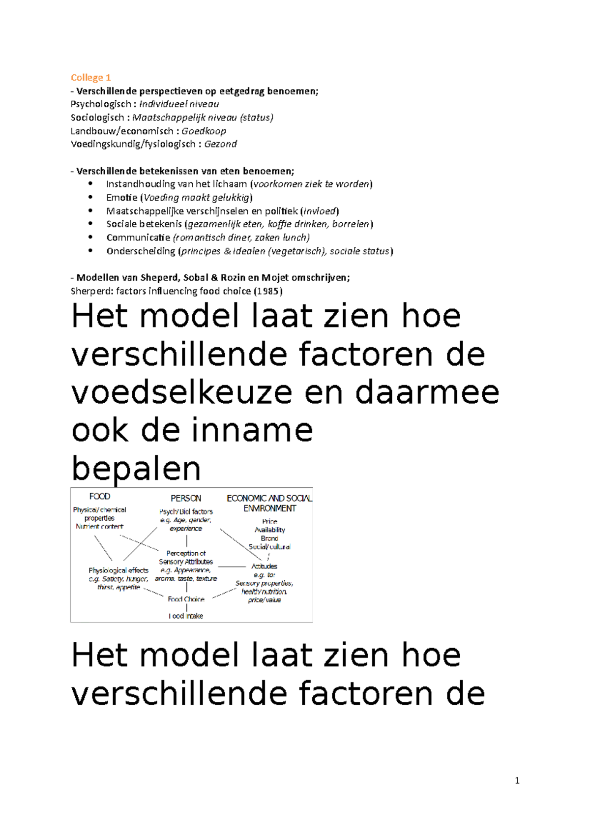 Samenvatting Leerdoelen - **College 1 Verschillende Perspecieven Op ...