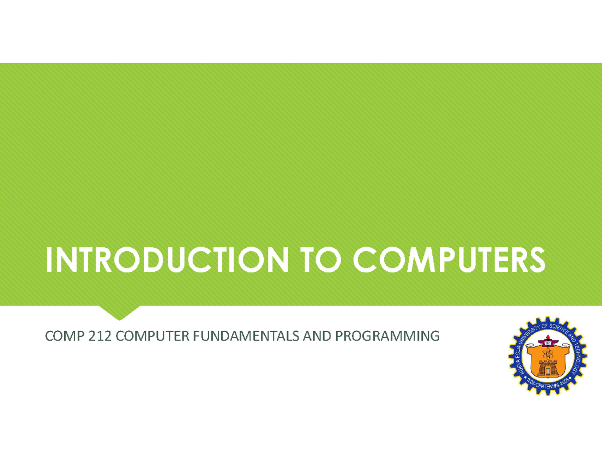 LEC 1 COMP 212 Introduction to Computers - INTRODUCTION TO ...