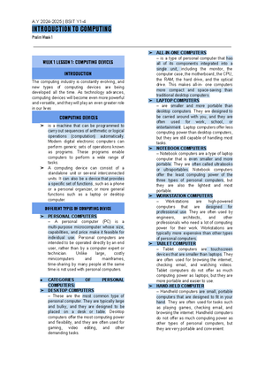 ICOM - ICOM first lesson 2024/2025 - COMPUTING DEVICES - A computing ...