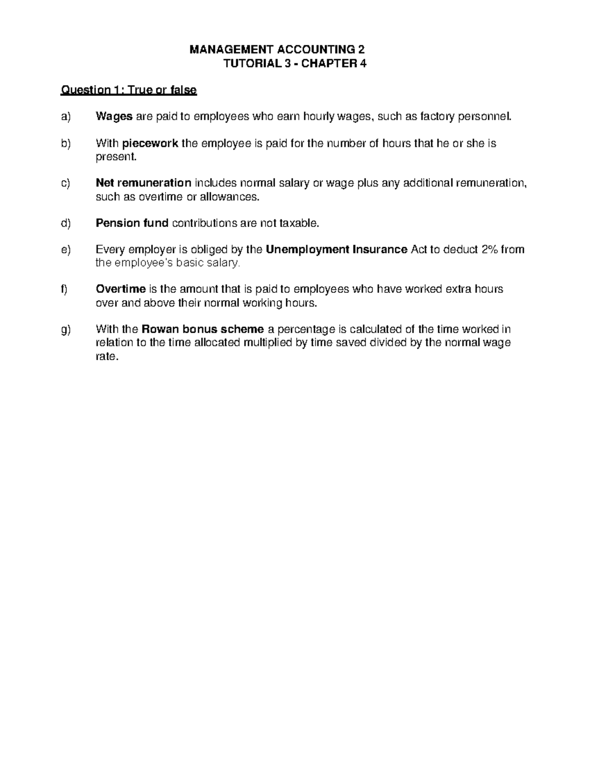 Tutorial 3 sem 2 - COOL - MANAGEMENT ACCOUNTING 2 TUTORIAL 3 - CHAPTER ...