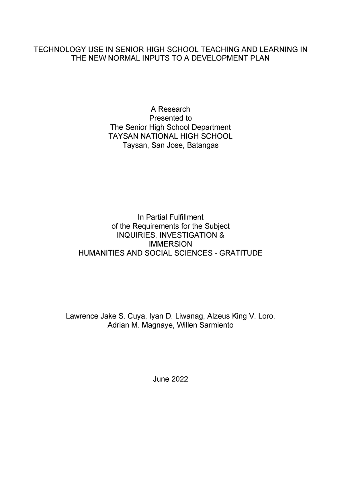 research title about education humss