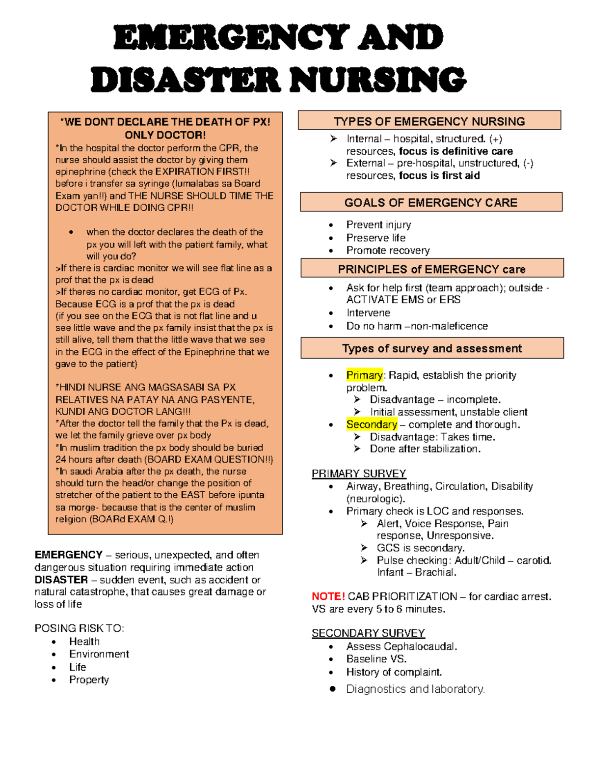 emergency department research topics nursing