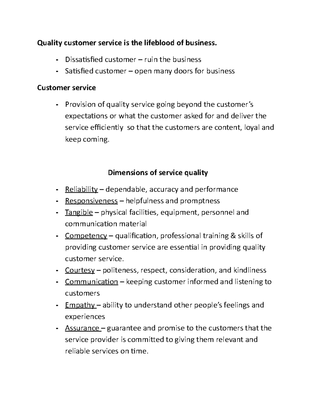 Chapter 4 - Customer Service - Quality Customer Service Is The ...