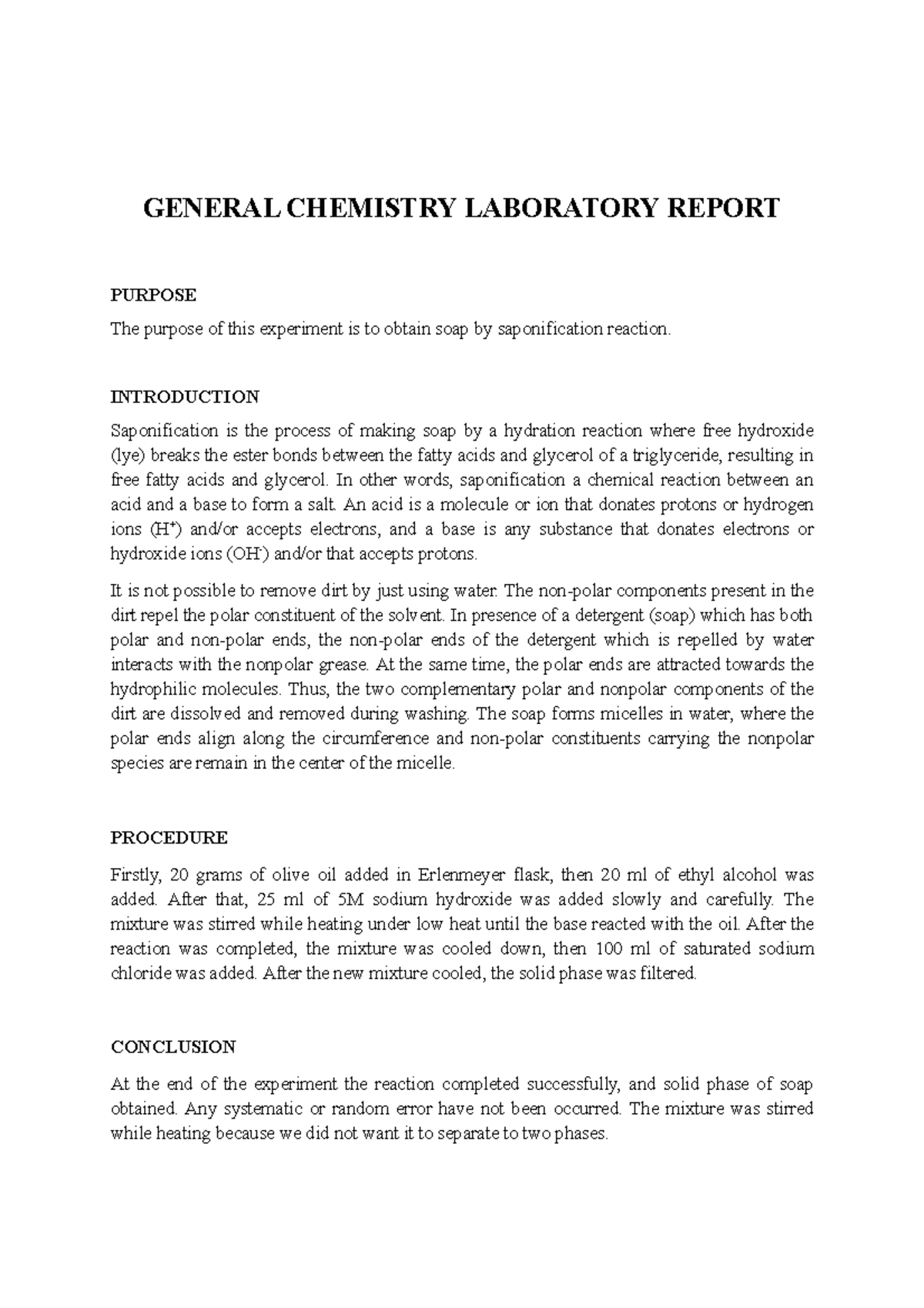 CHEM132 lab report 2 GENERAL CHEMISTRY LABORATORY REPORT PURPOSE The