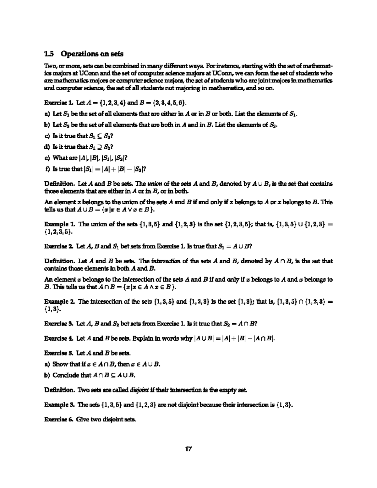 1.5 Operations On Sets - MATH 2360Q - UConn - Studocu