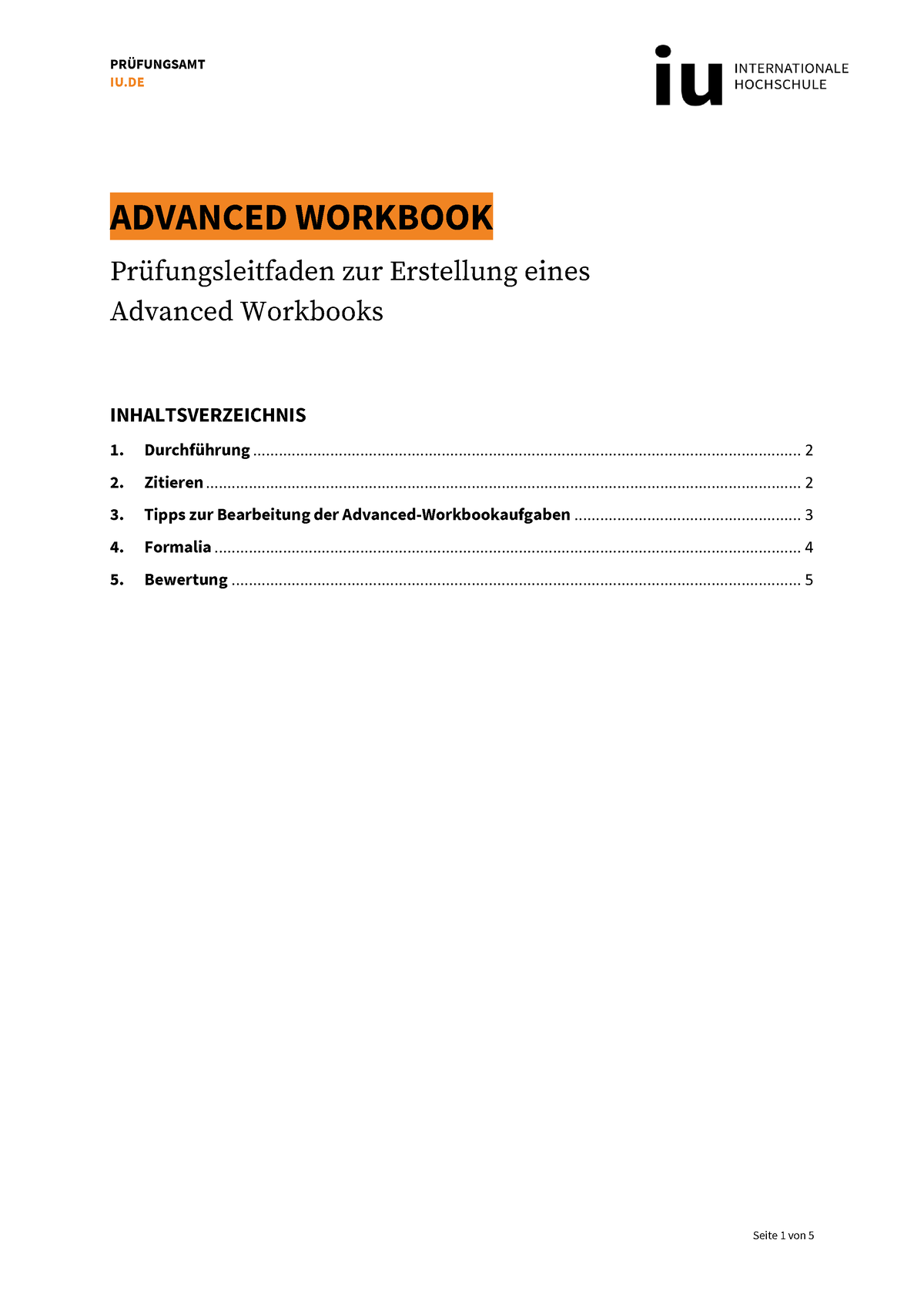 Prüfungsleitfaden Advanced Workbook - ####### IU ADVANCED WORKBOOK Pr ...