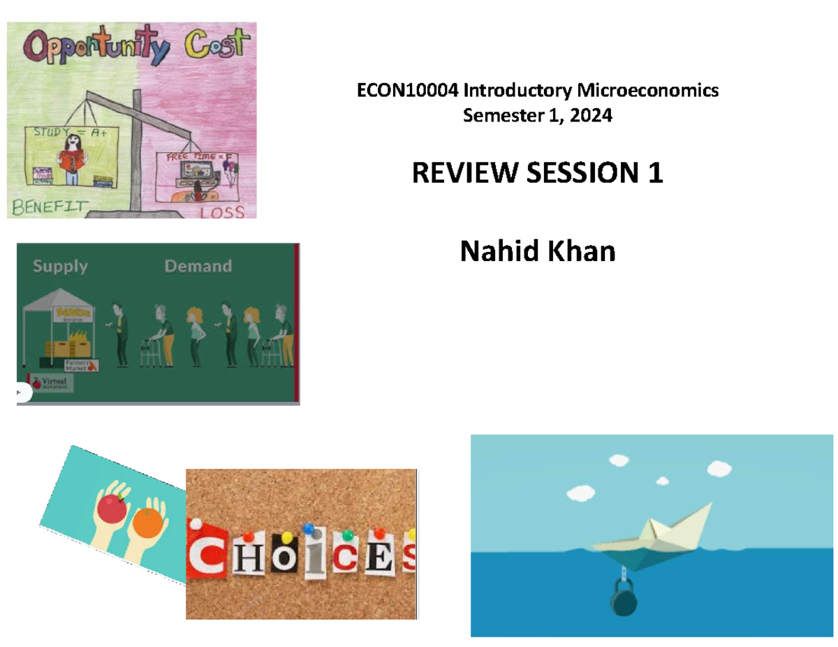 Review Session 1 - ECON10004 Introductory Microeconomics Semester 1 ...