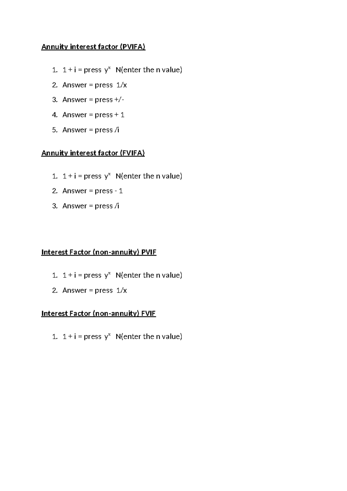 How to use financial calculator - Annuity interest factor (PVIFA) 1. 1 ...