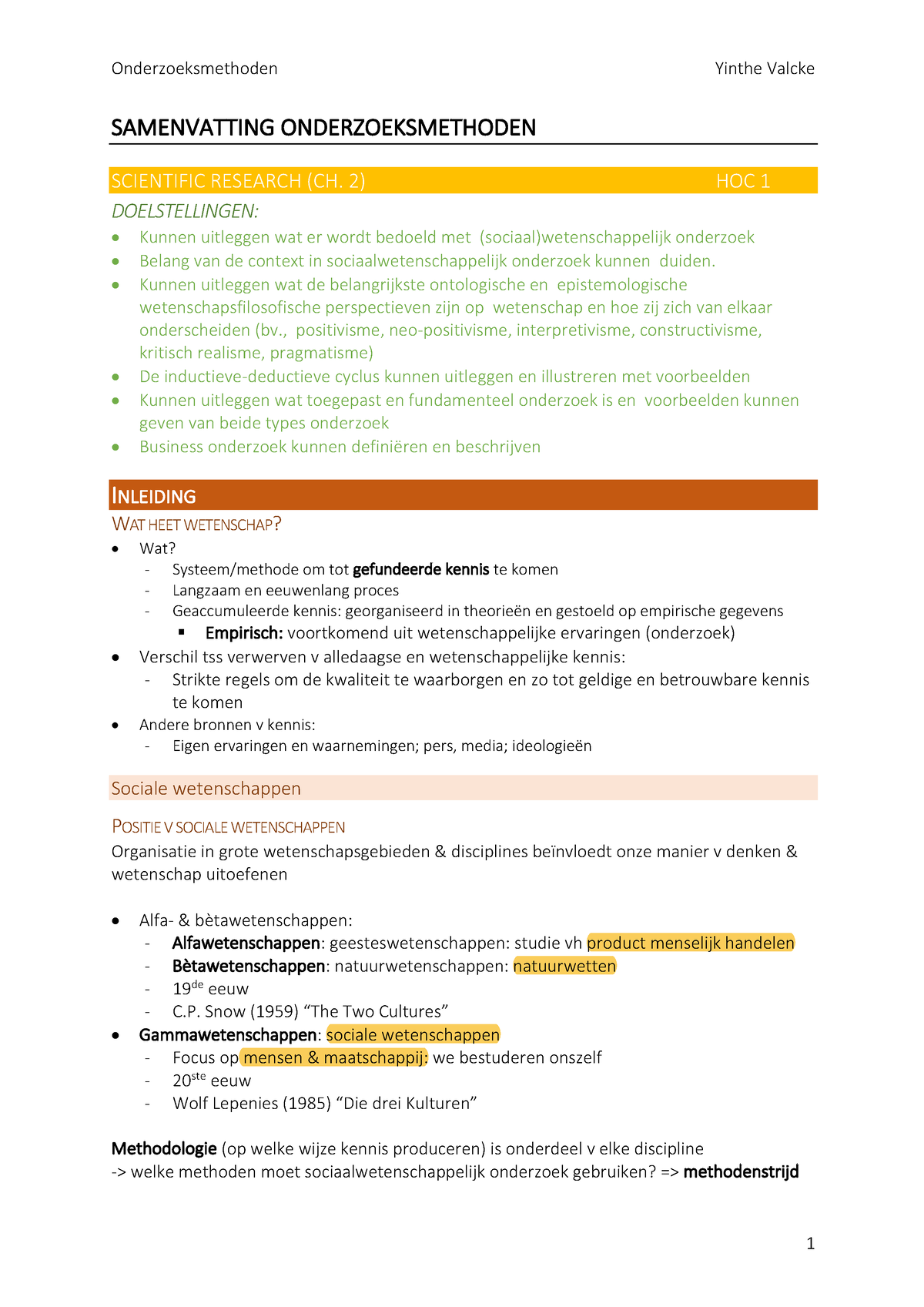 Samenvatting OM - SAMENVATTING ONDERZOEKSMETHODEN SCIENTIFIC RESEARCH ...