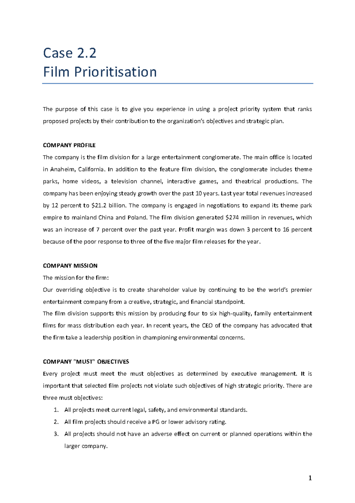 case study 2 2 film prioritization