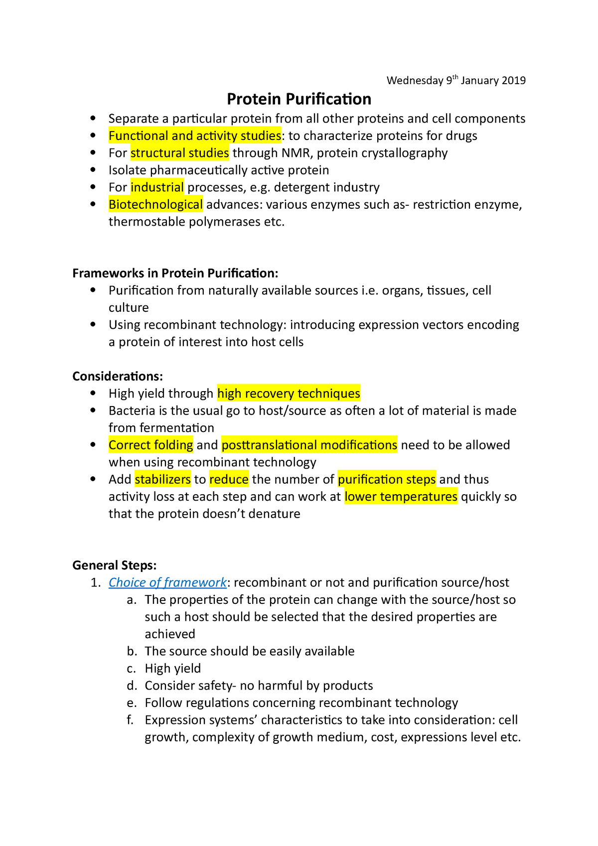 research paper for protein purification