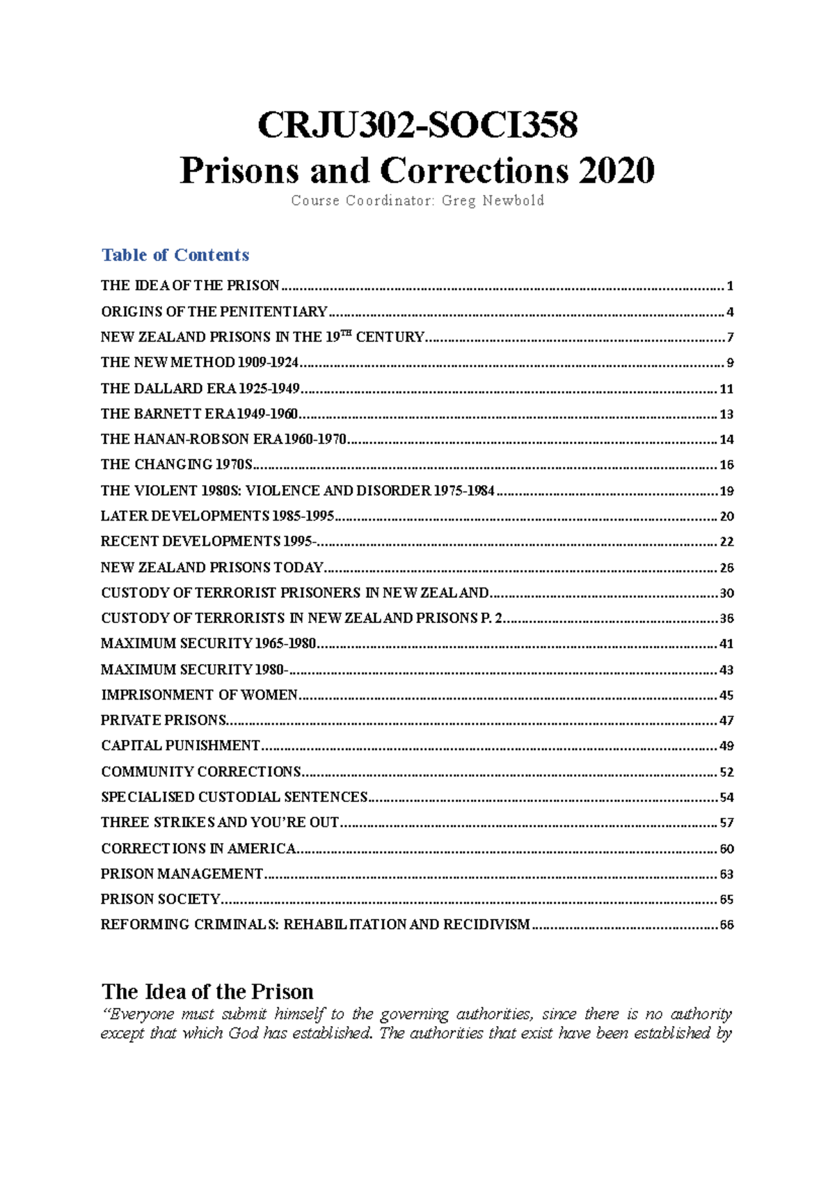 Prisons and Corrections Lecture Notes 2020 - Course Coordinator: Greg ...