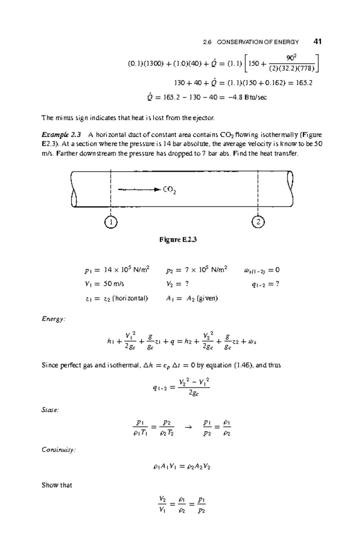 Gas Dynamics Lecture 3 2 CONSERVATION OF ENERGY 41 ( 0. 1 )( 1300