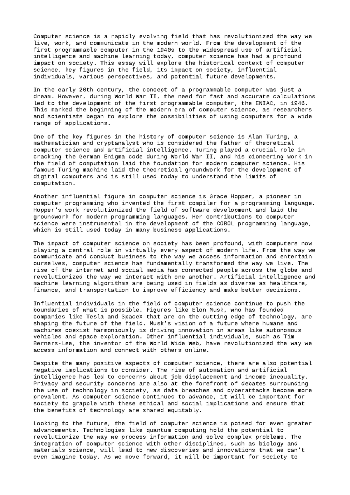 Computer science From the development of the first programmable