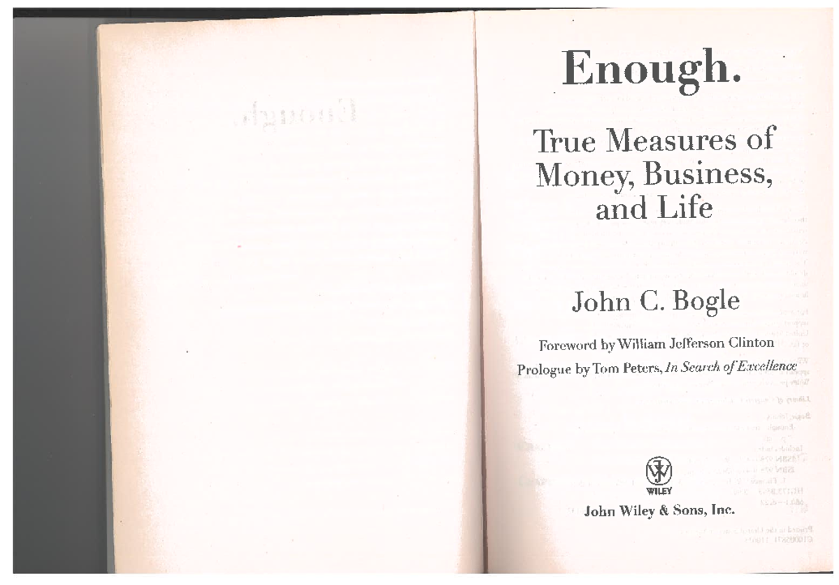 Bogle Ch 5 Plain Enough True Measures Of Money Business And Life