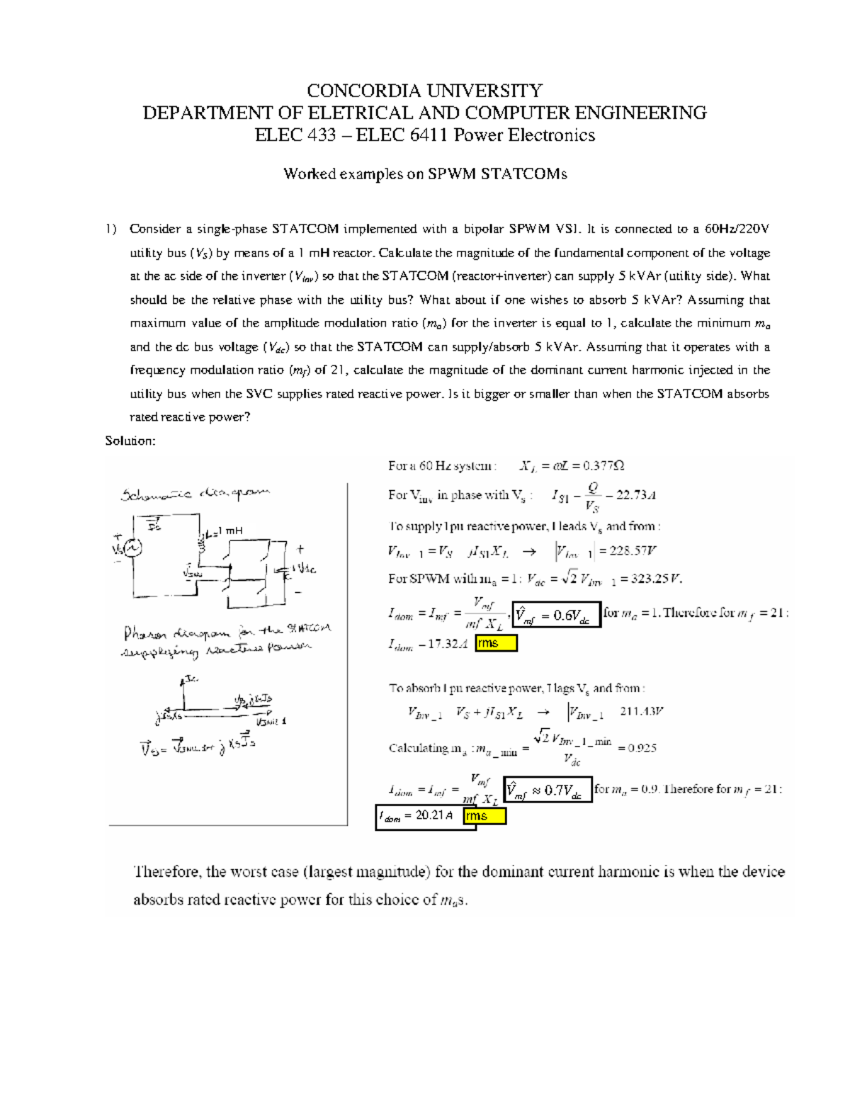 Statcom example - CONCORDIA UNIVERSITY DEPARTMENT OF ELETRICAL AND ...