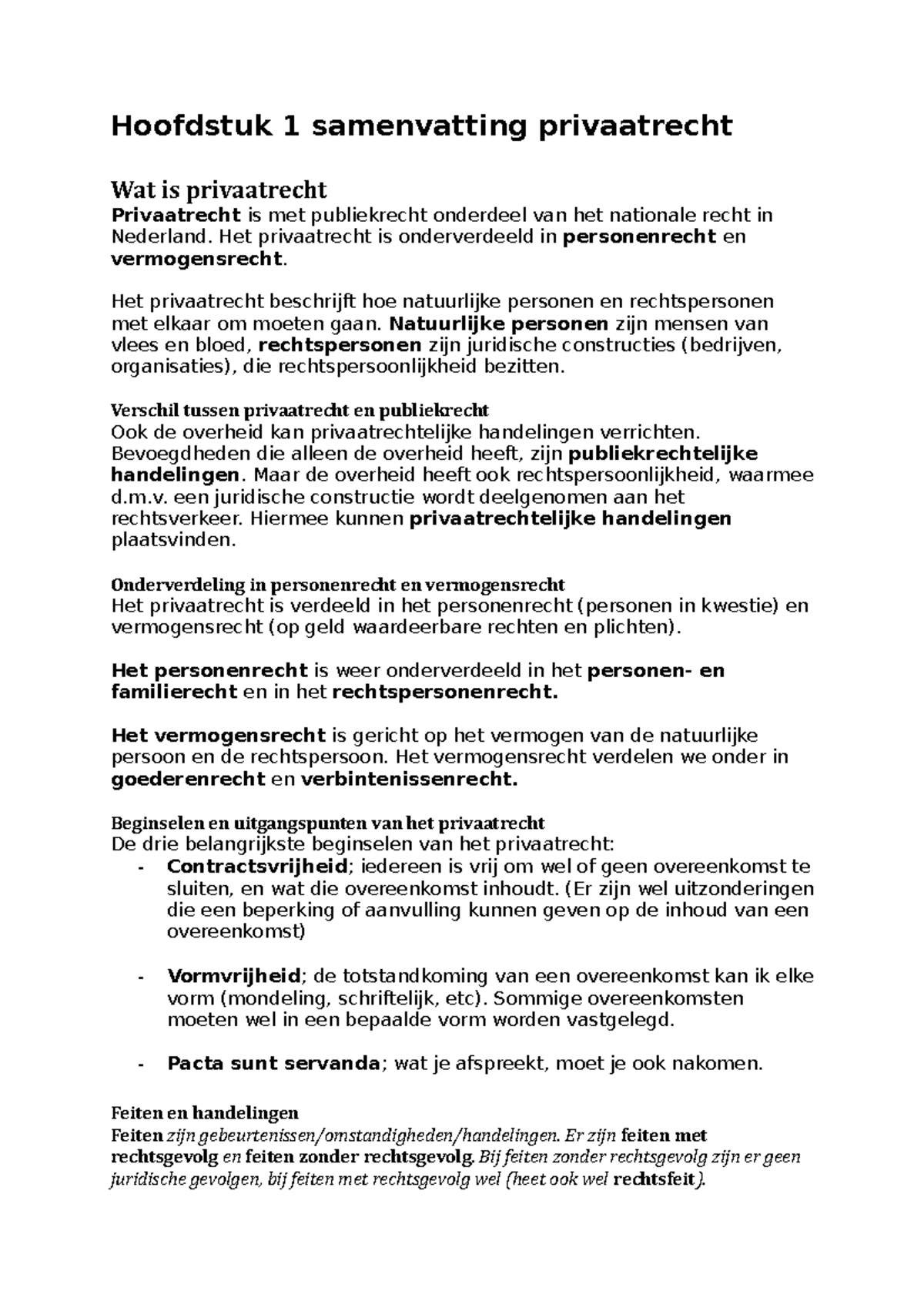 Hoofdstuk 1 Samenvatting Privaatrecht - Hoofdstuk 1 Samenvatting ...