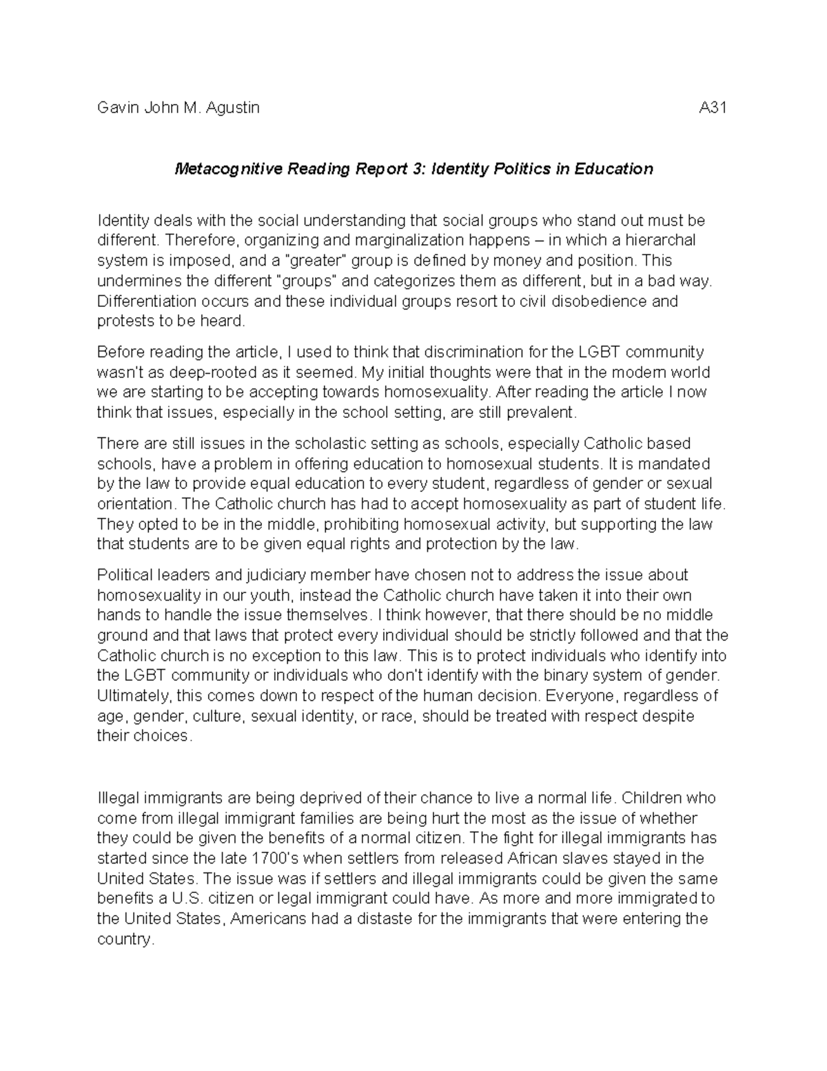 MMR3-A31 (Understanding the Self) - Gavin John M. Agustin A ...