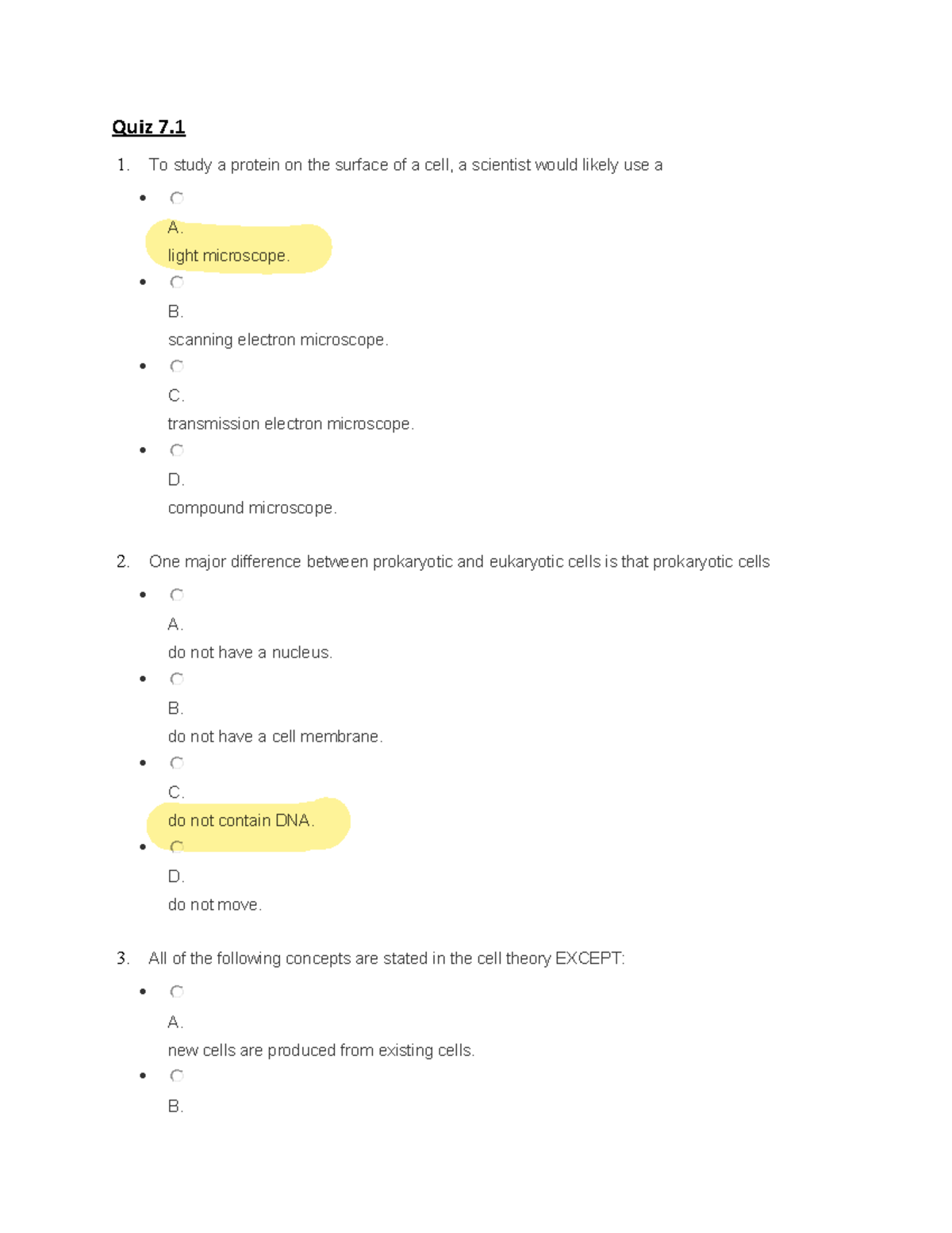 Quiz+7 - quiz - Quiz 7. 1. To study a protein on the surface of a cell ...