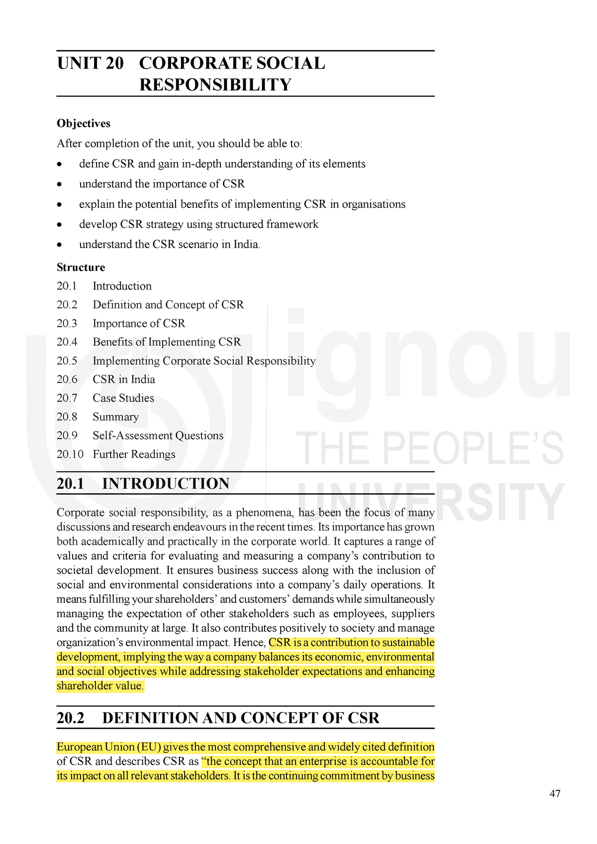 unit 20 corporate social responsibility assignment 1