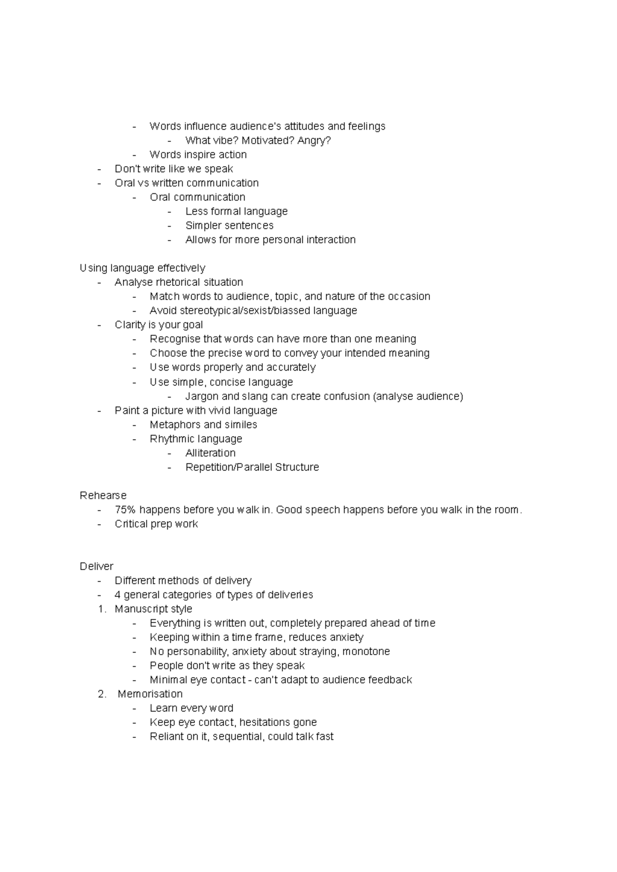 3 - Public Speaking notes - :RUGV LQIOXHQFH DXGLHQFH¶V DWWLWXGHV DQG ...