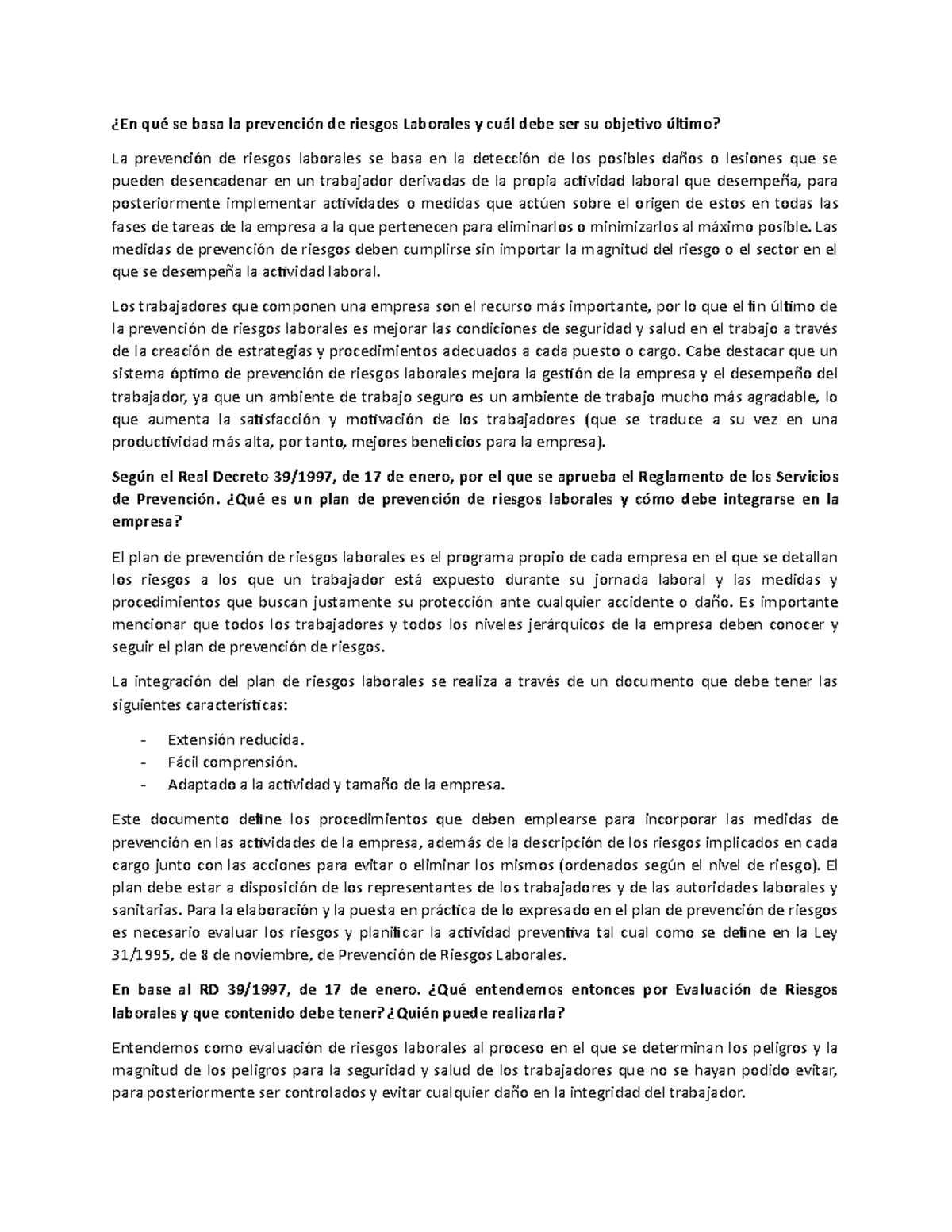 1 Prl Prl ¿en Qué Se Basa La Prevención De Riesgos Laborales Y Cuál Debe Ser Su Objetivo 8366