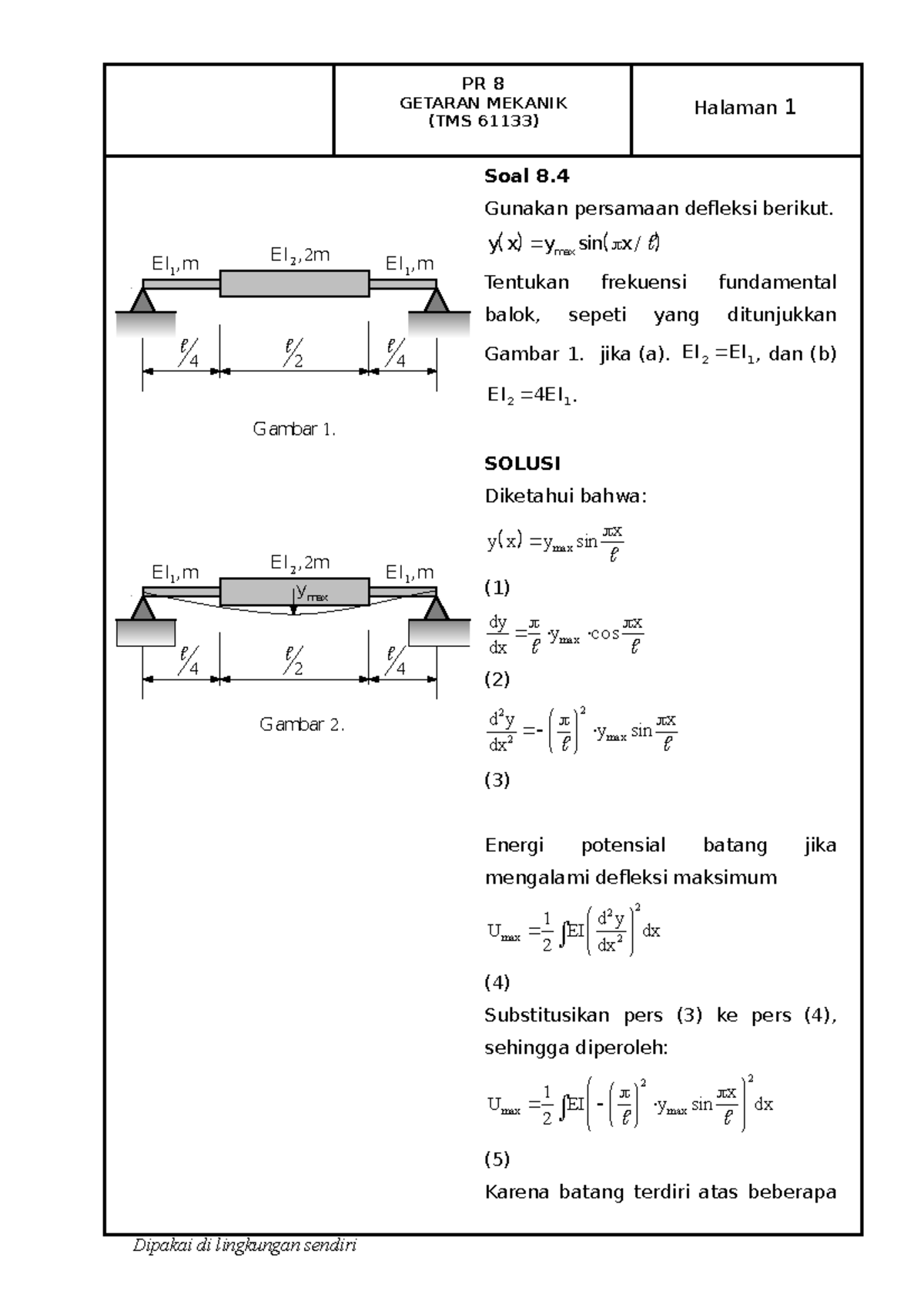 2022 61133 PR8.4 SOAL 12.7 Theory Of Vibration With Application ...