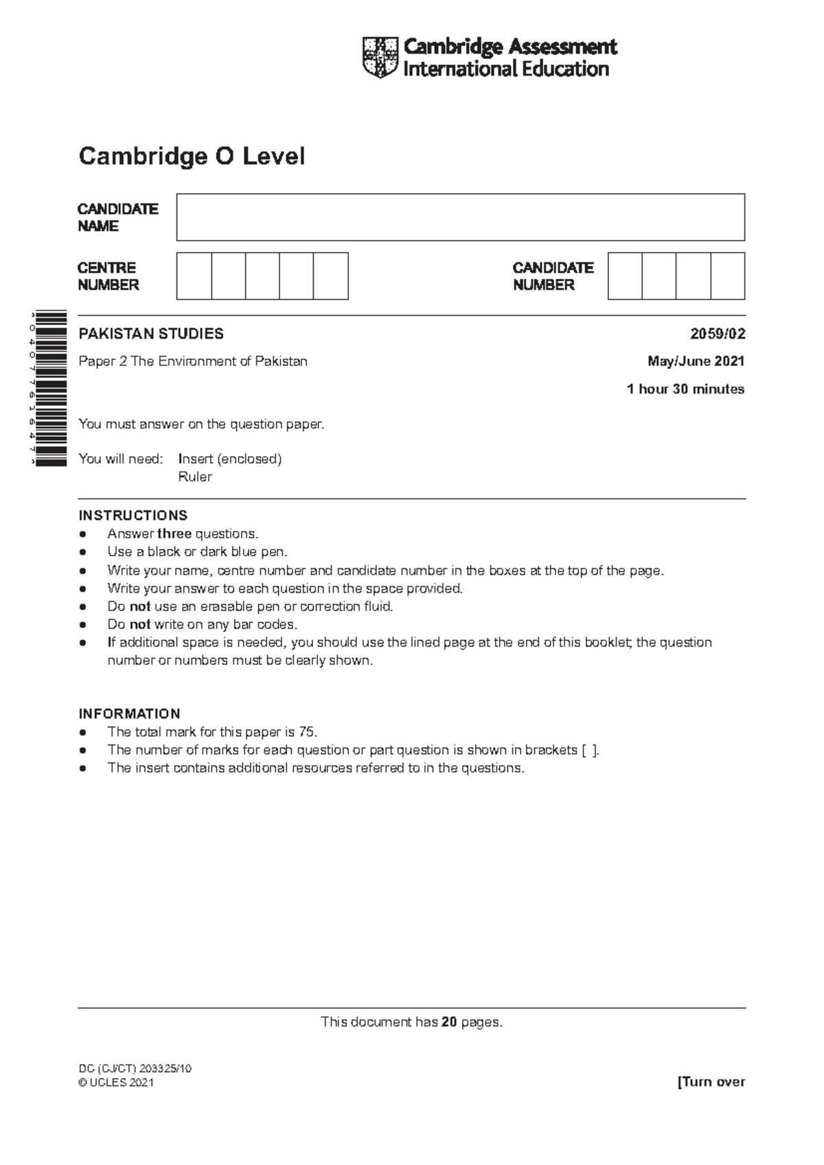 2059 s21 qp 02 - notes - This document has 20 pages. Cambridge O Level ...
