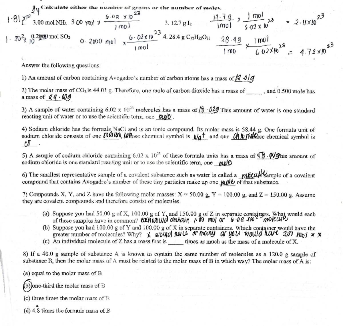 CHEM Practice 22 - Chemistry - Studocu