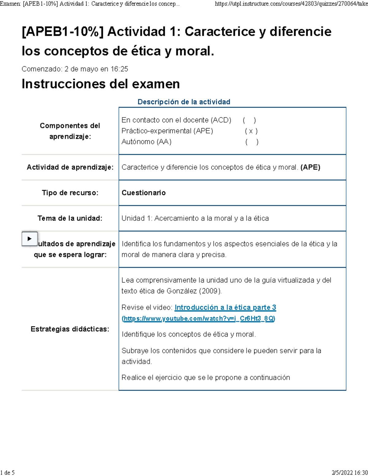 Ética Y Moral Actividad 1 Caracterice Y Diferencie Los Conceptos De ...