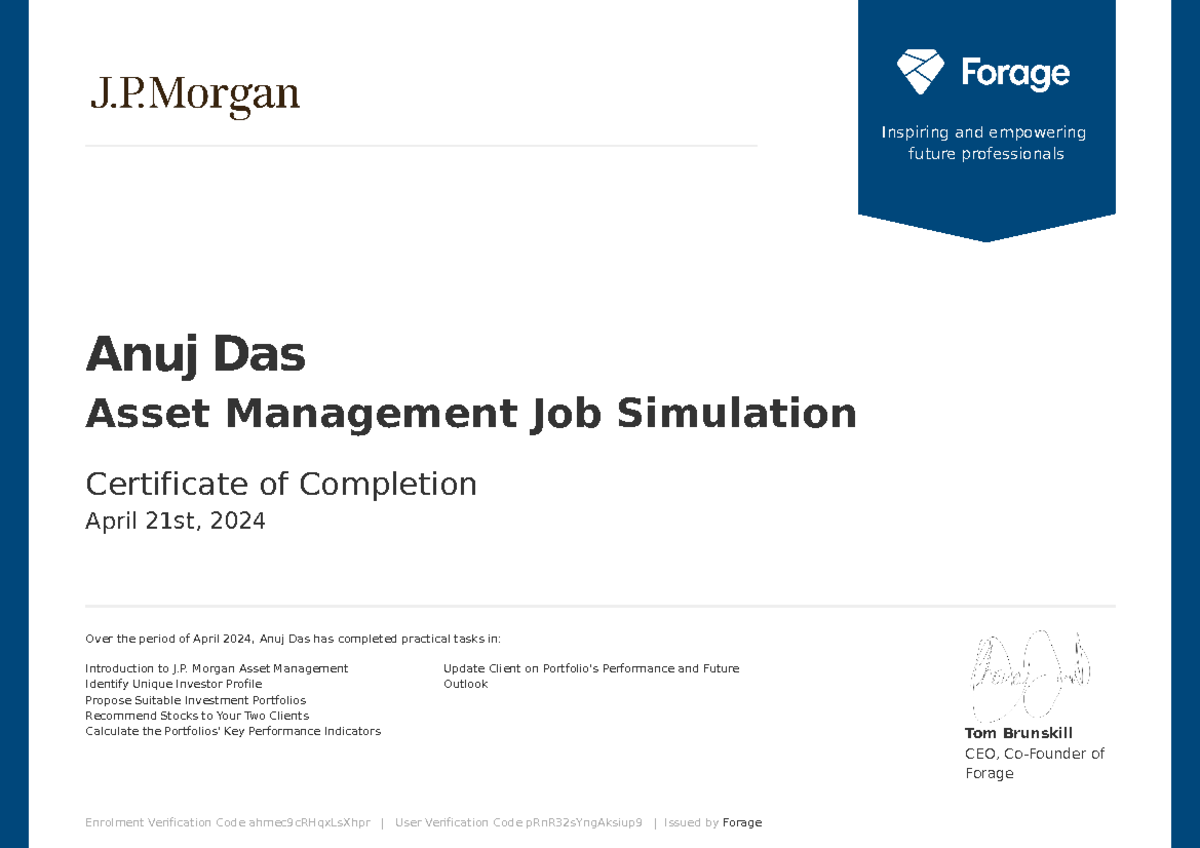 Asset Management JP Morgan cert - Anuj Das Asset Management Job ...