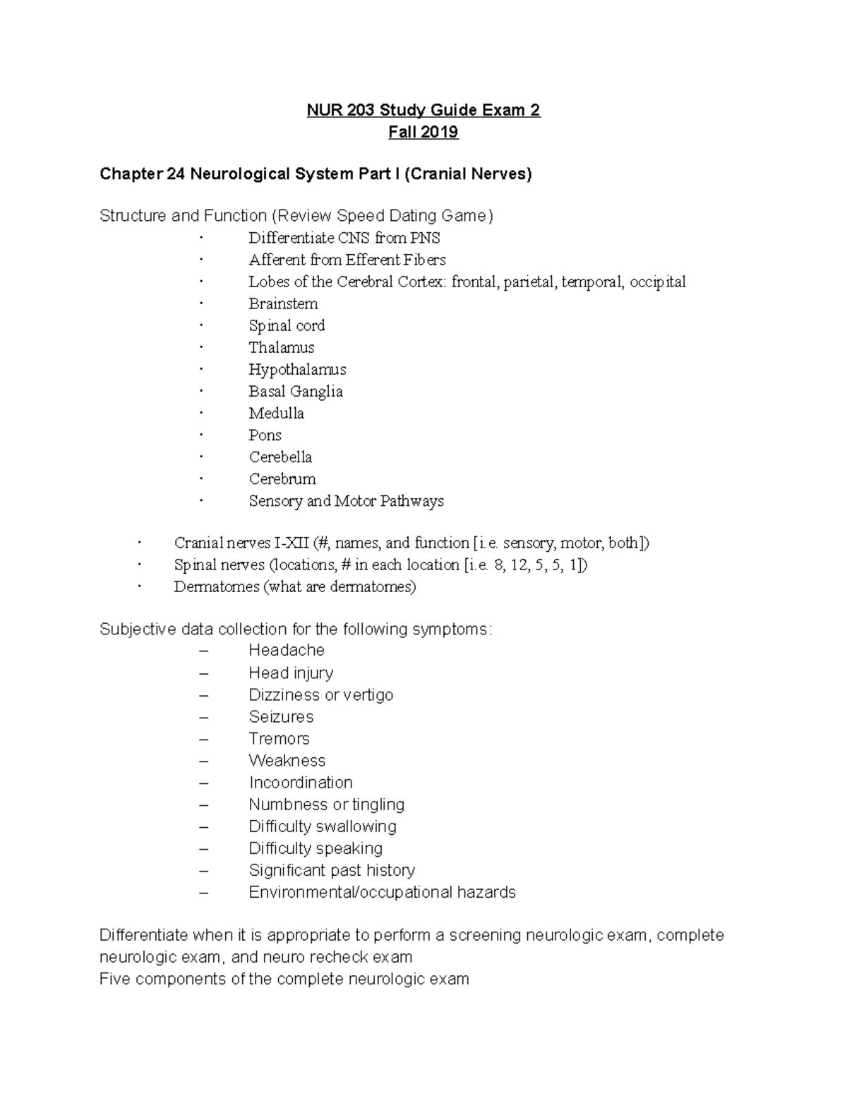 Exam 2 Notes And Study Guide - NUR 203 Study Guide Exam 2 Fall 2019 ...