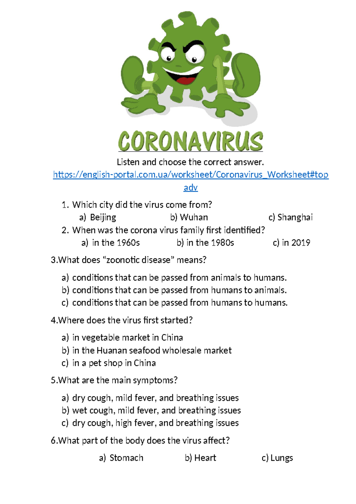 Coronavirus-fun-activities-games 122497 - Listen and choose the correct ...