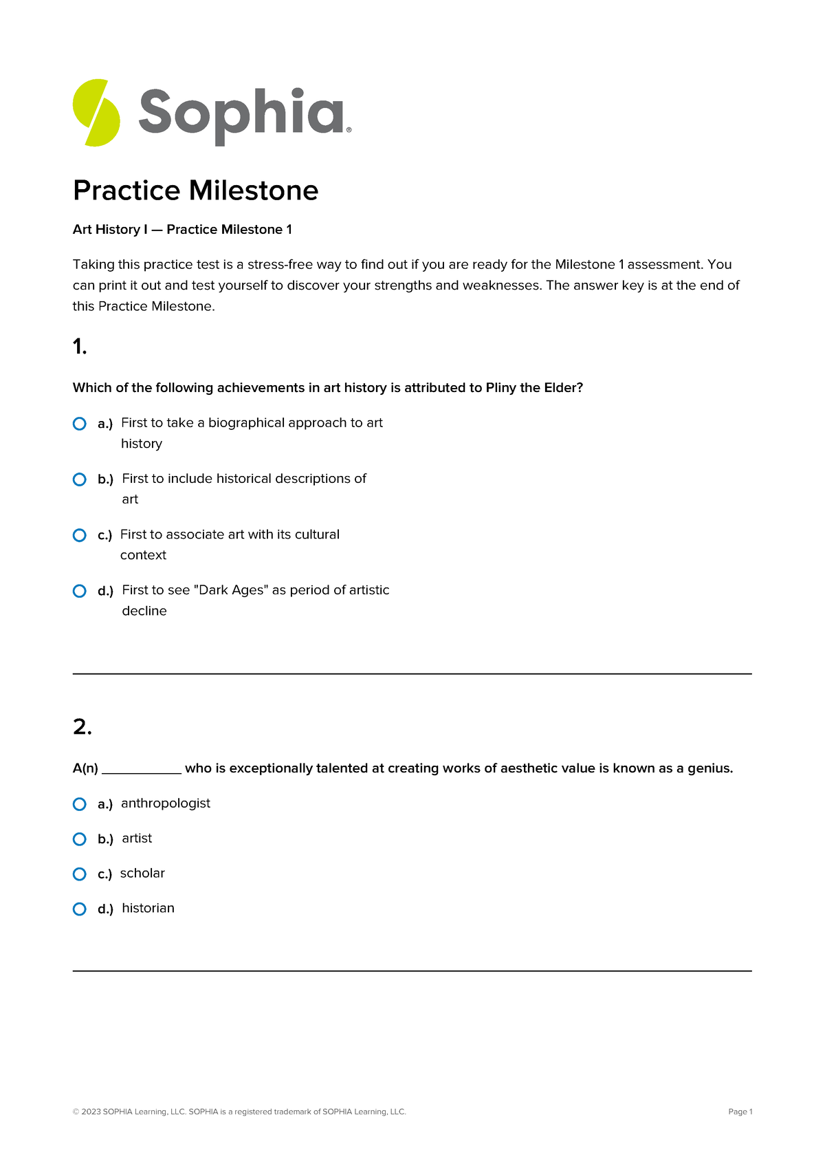 Art History 1 Arthist 1001-unit-1-practice-milestone - A.) First To ...