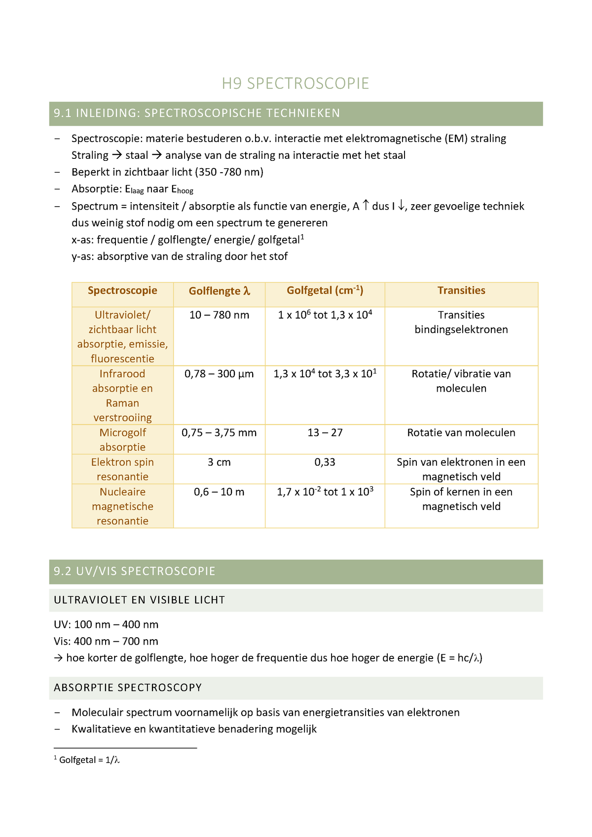 H9 Spectroscopie - Samenvatting Hoofdstuk 9 - Warning: TT: Undefined ...